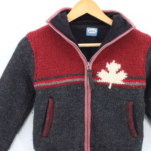 Delux Wool Jacket Kids Unisex Multicolor CANADA Full Zip Poler Fleece Lined - Picture 3 of 8
